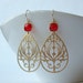 LAST ONE Red and Gold Dangle Earrings