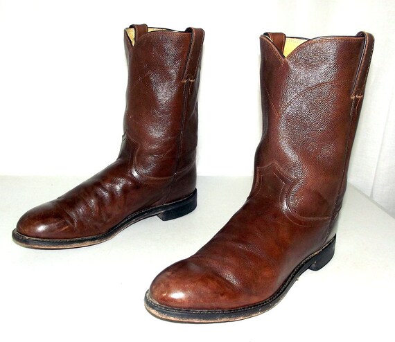 Brown Roper Justin brand cowboy boots size by honeyblossomstudio