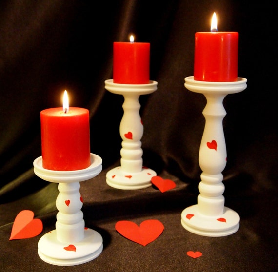 Valentine Pillar Candle Holders Set of 3