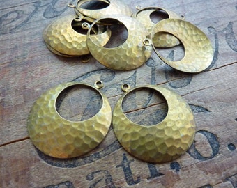 Vintage Hammered Brass Circle Stampings Earrings (2)