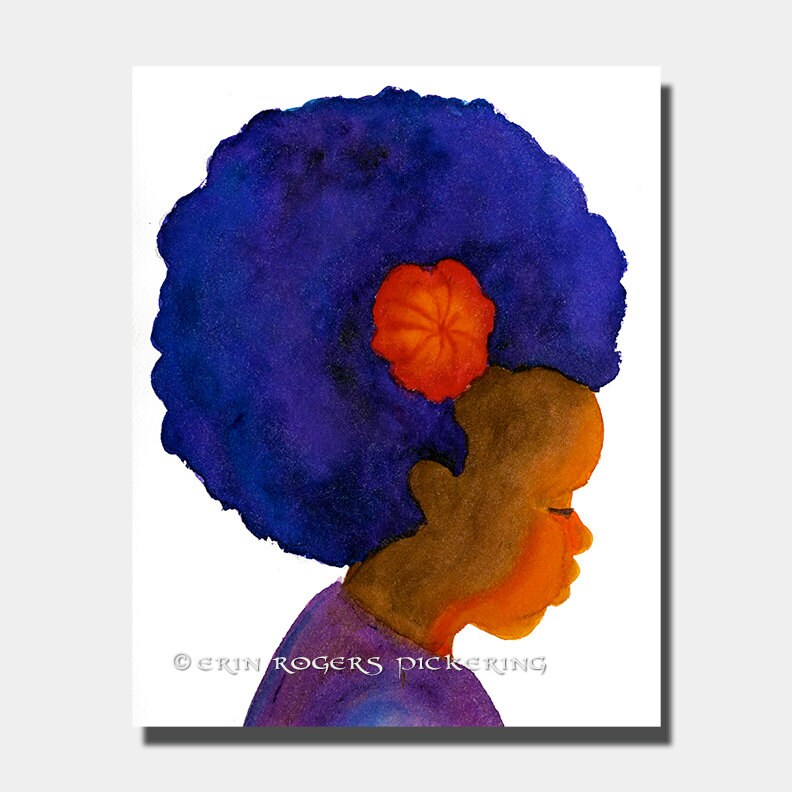 Afro Silhouette with Flower 8x10 art print