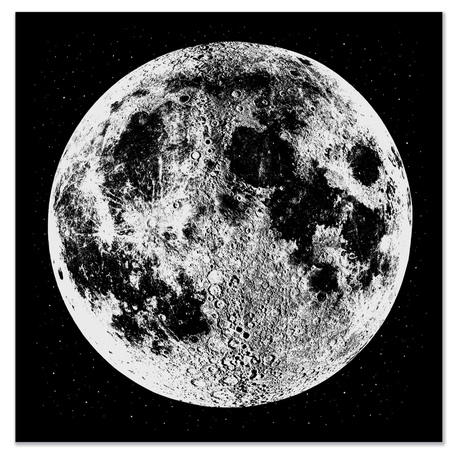 Moon Print Moon Art Print Large Silver Moon print Wall