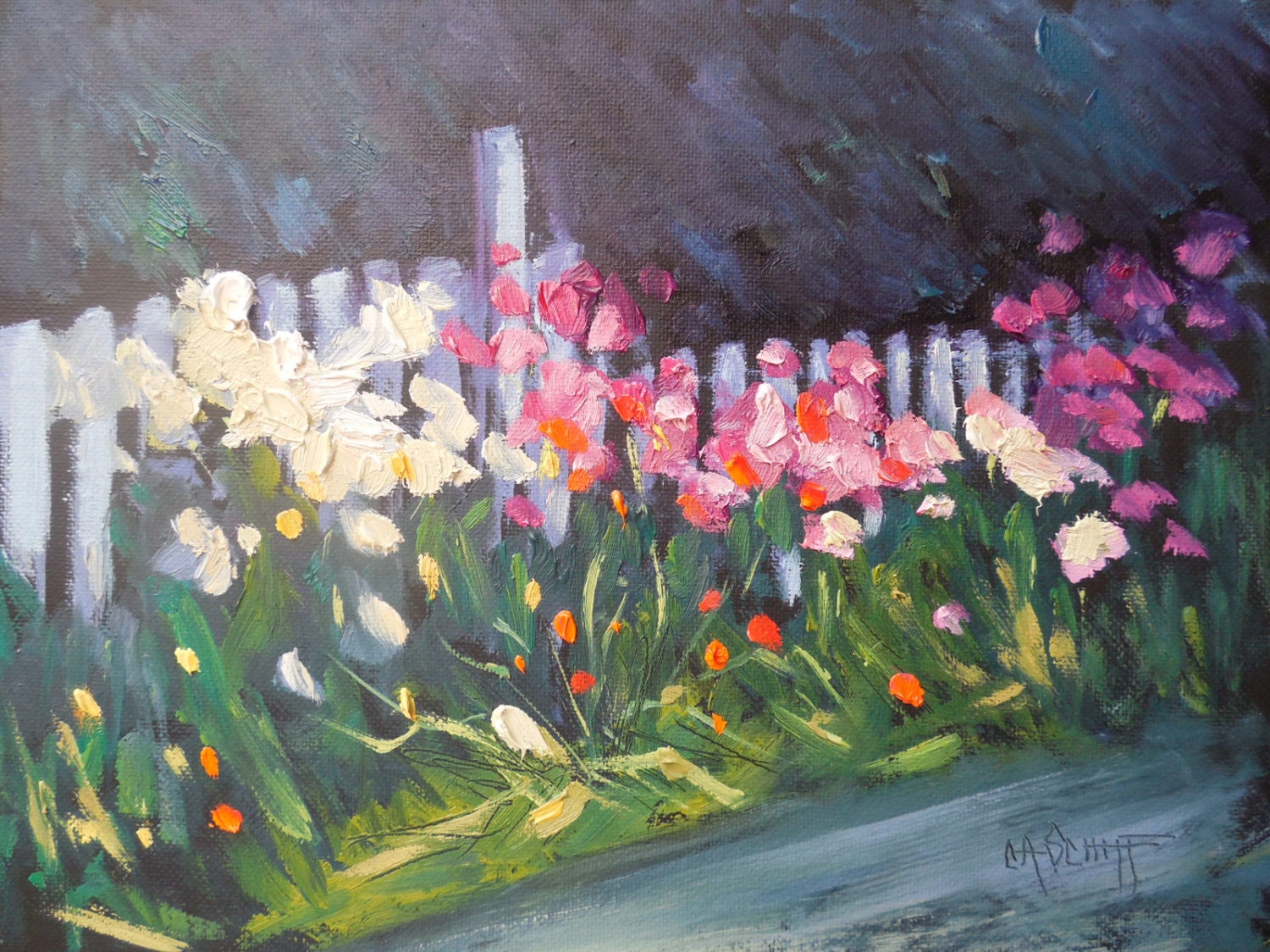 Landscape with flowers Small OIl Painting Daily Painting