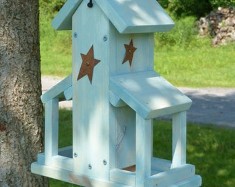 Wooden Hanging Bird Feeder Birdfeeder Handmade Cardinal ...