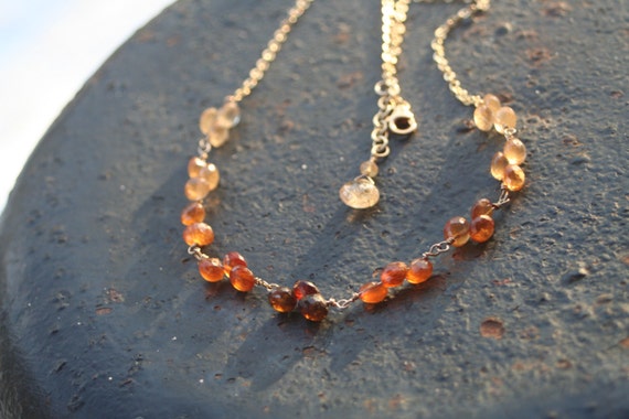 Reserved for Pam Gold and Garnet Hessonite Gold Filled Necklace