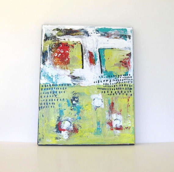 Pale Yellow Abstract Acrylic Painting Primary by BrookeHowie