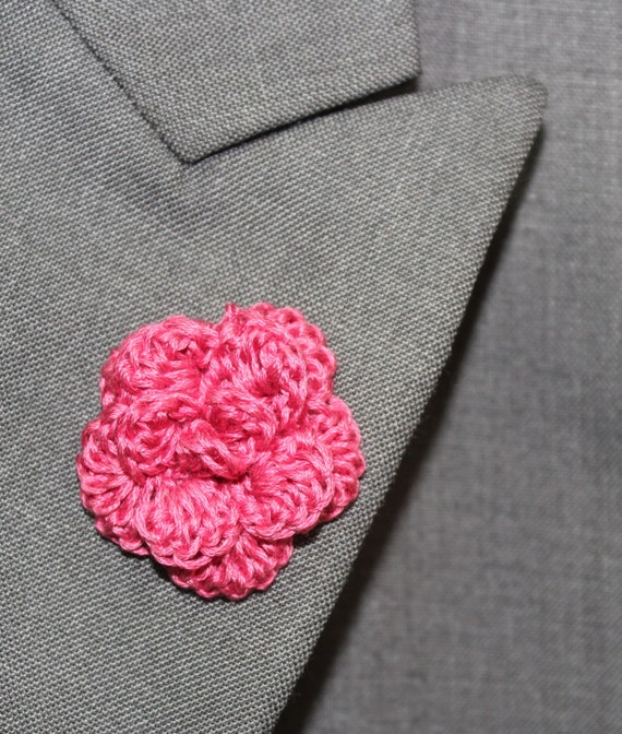 Crochet Mens Lapel Accent Flower Buttonhole Flower Mens