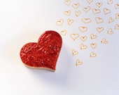Red Wedding Heart Ring Bearer Box - Pillow Alternative Handmade Valentine
