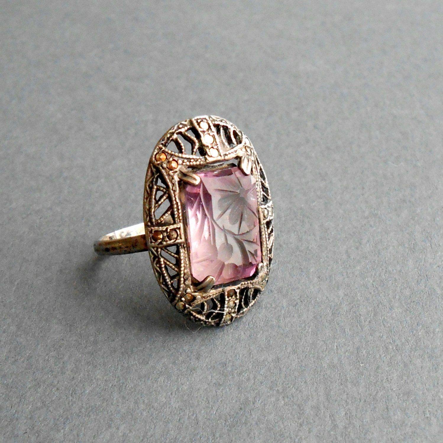 deco amethyst ring deco amethyst ring carved floral marcasite deco amethyst ring deco amethyst ring carved floral marcasite