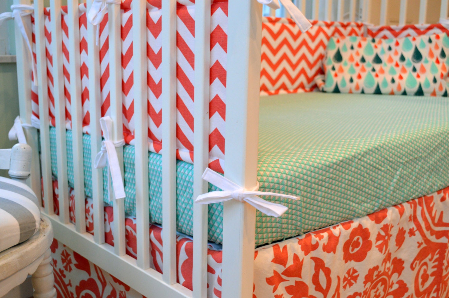 Crib Bedding Modern Deer Custom Baby Bedding Pink by HappyMae