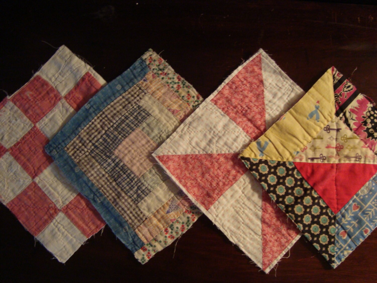 Mixed Group Of Antique Quilt Blocks Lot of 4