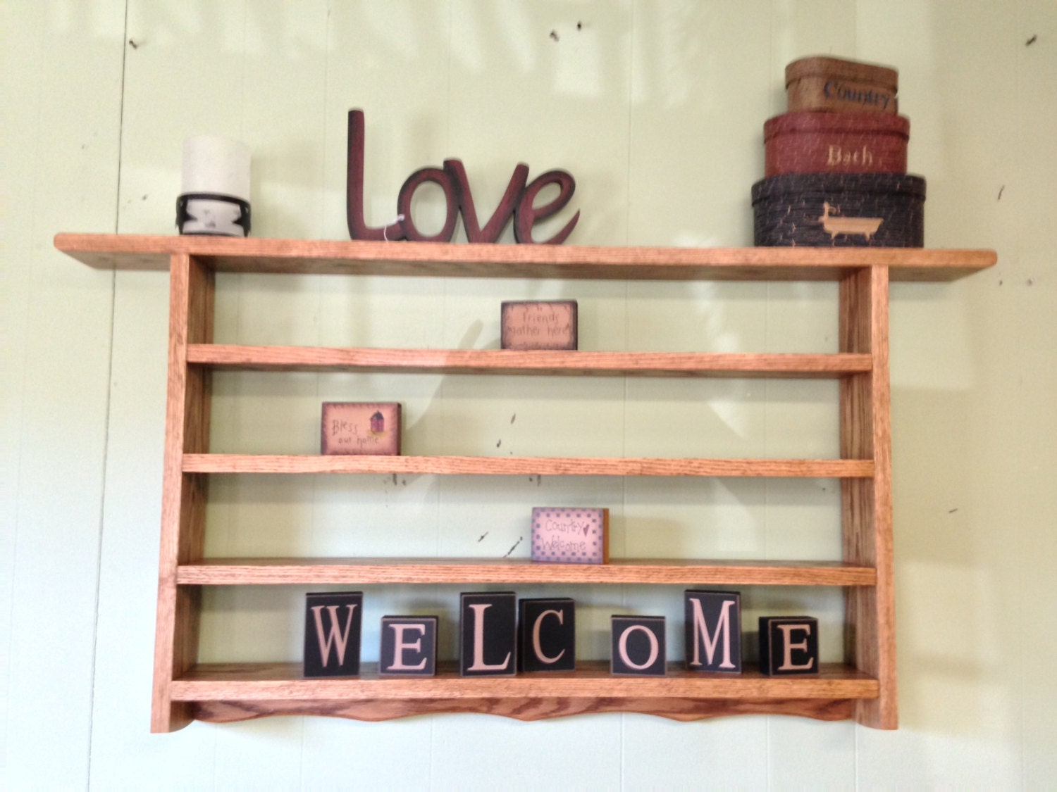 Display Wall Shelf Oak Knick Knack Wall Rack 42 Shadow