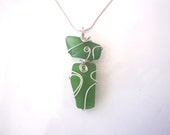 Green Sea Glass Necklace made with Authentic Sea Glass from LI Sound