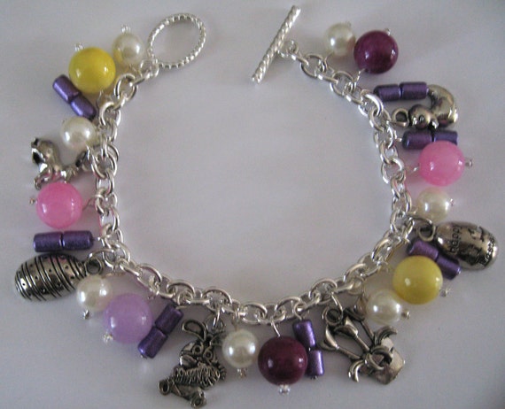 Vintage Style Easter Charm Bracelet Bunny Jewelry Easter