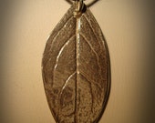Fine Silver, PMC,  Azalea Leaf Pendant Necklace, Sterling Silver