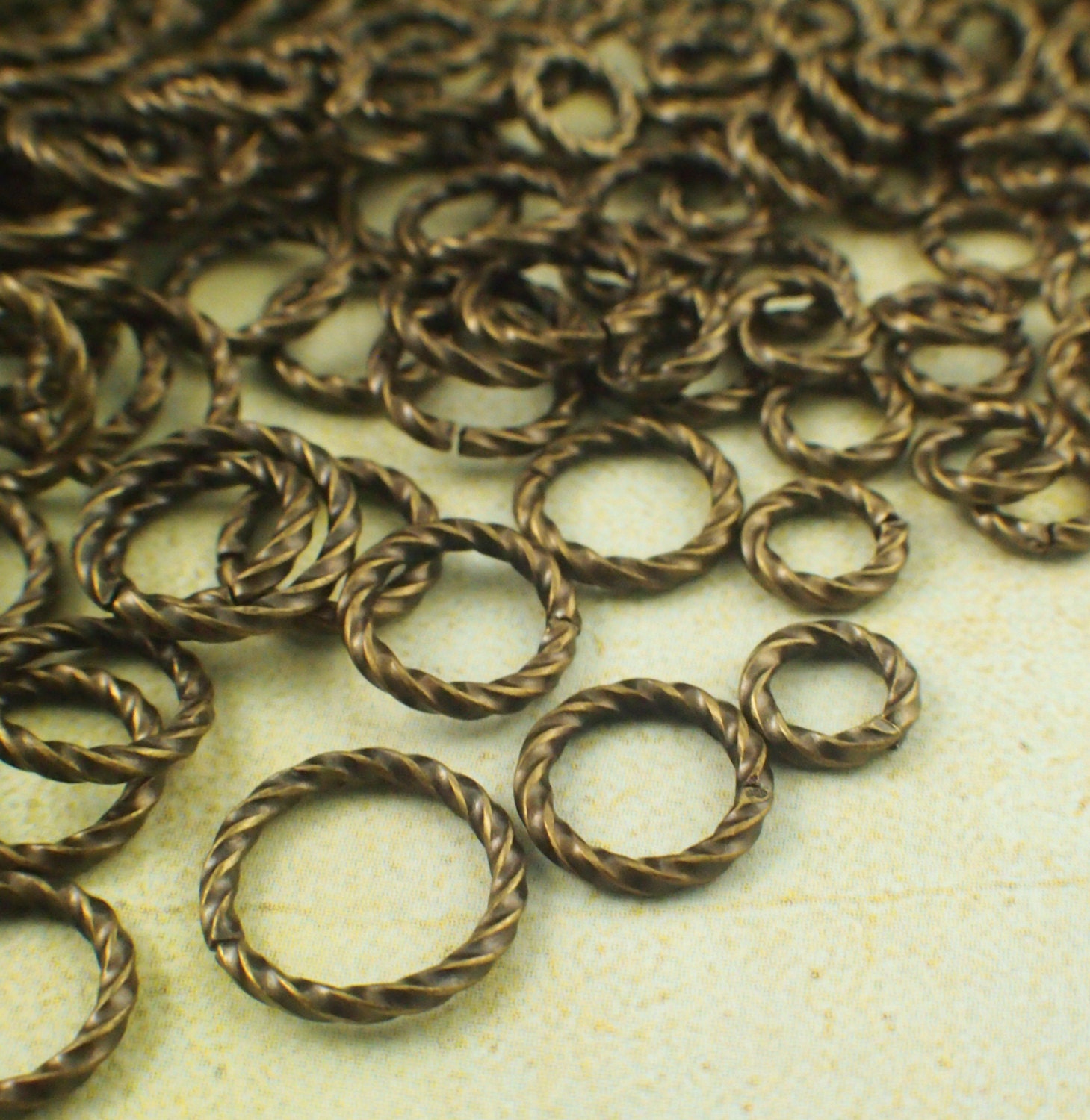 100 Fancy Antique Gold Jump Rings 16 or 20 gauge You Pick