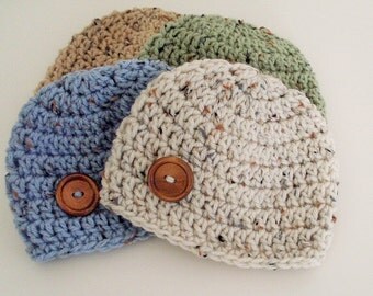 Baby Boy Hat, Toddler Boy Hat, Button Hat