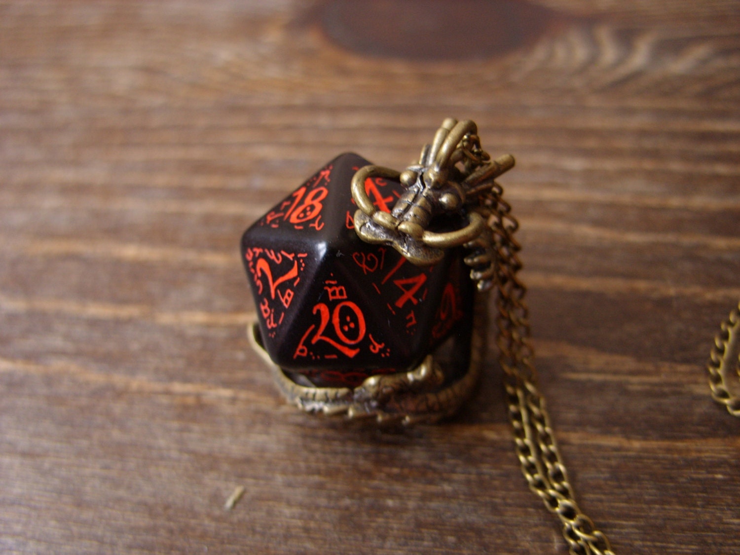 dragon necklace dungeons and dragons pendant D20 dice necklace