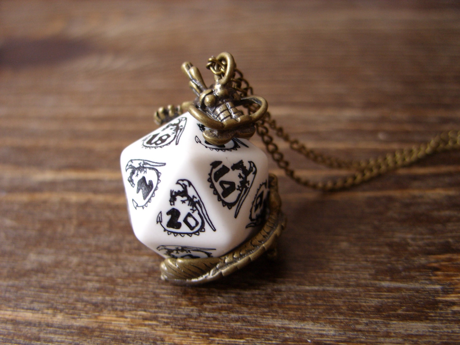 dragon necklace dungeons and dragons pendant D20 dice necklace