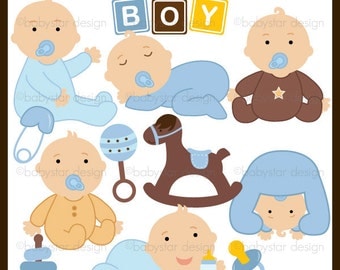 Items similar to Baby Boy Blue Baby Shower Clipart Set Digital Download ...