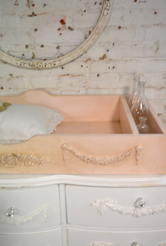 Painted Cottage Shabby Pink Romantic Changing Table Tray CH86