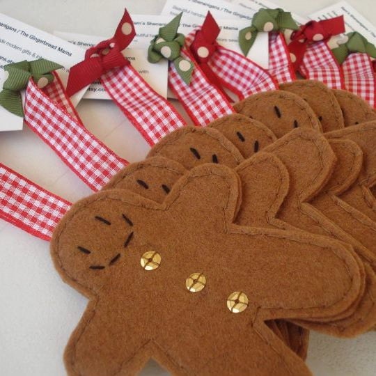 Handmade felt gingerbreadmen christmas/holidays tree decorations