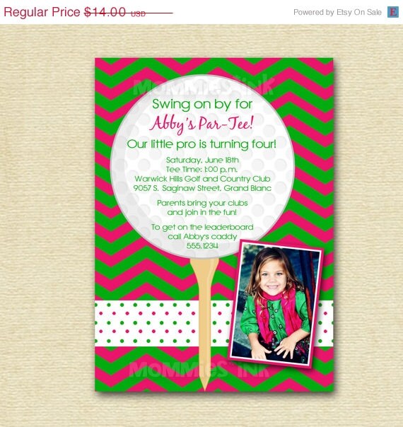 CHRISTMAS IN JULY Preppy Chevron Golf Par-Tee Birthday Invitation - Vertical - Printable Invitation Design Il_570xn