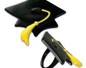 Graduation Hats Cupcake Toppers, 12 Black Graduation Hat Rings, College, School, Diploma, Achievements, Congratulations, Baking, Decorations Il_170x135