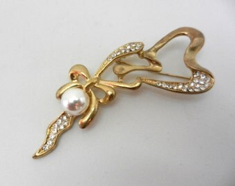 Alluring Large vintage 1960s Italian BROOCH - rare lovely design with pearls and gold, refined elegance so retro - art.429-