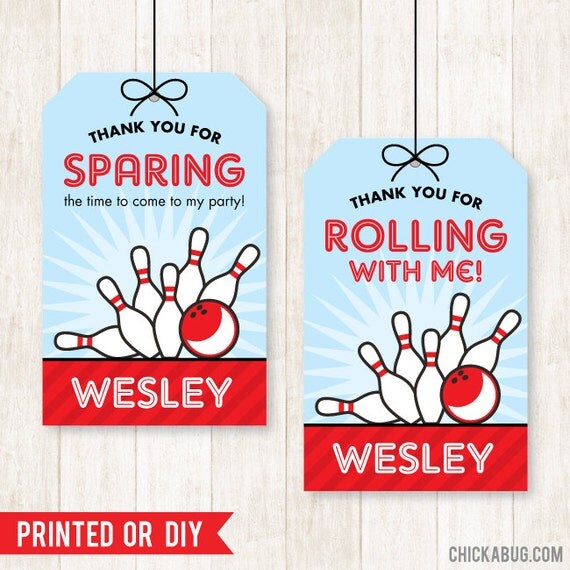 Bowling Party - Custom DIY printable favor tags - Printed tags also available Il_570xn