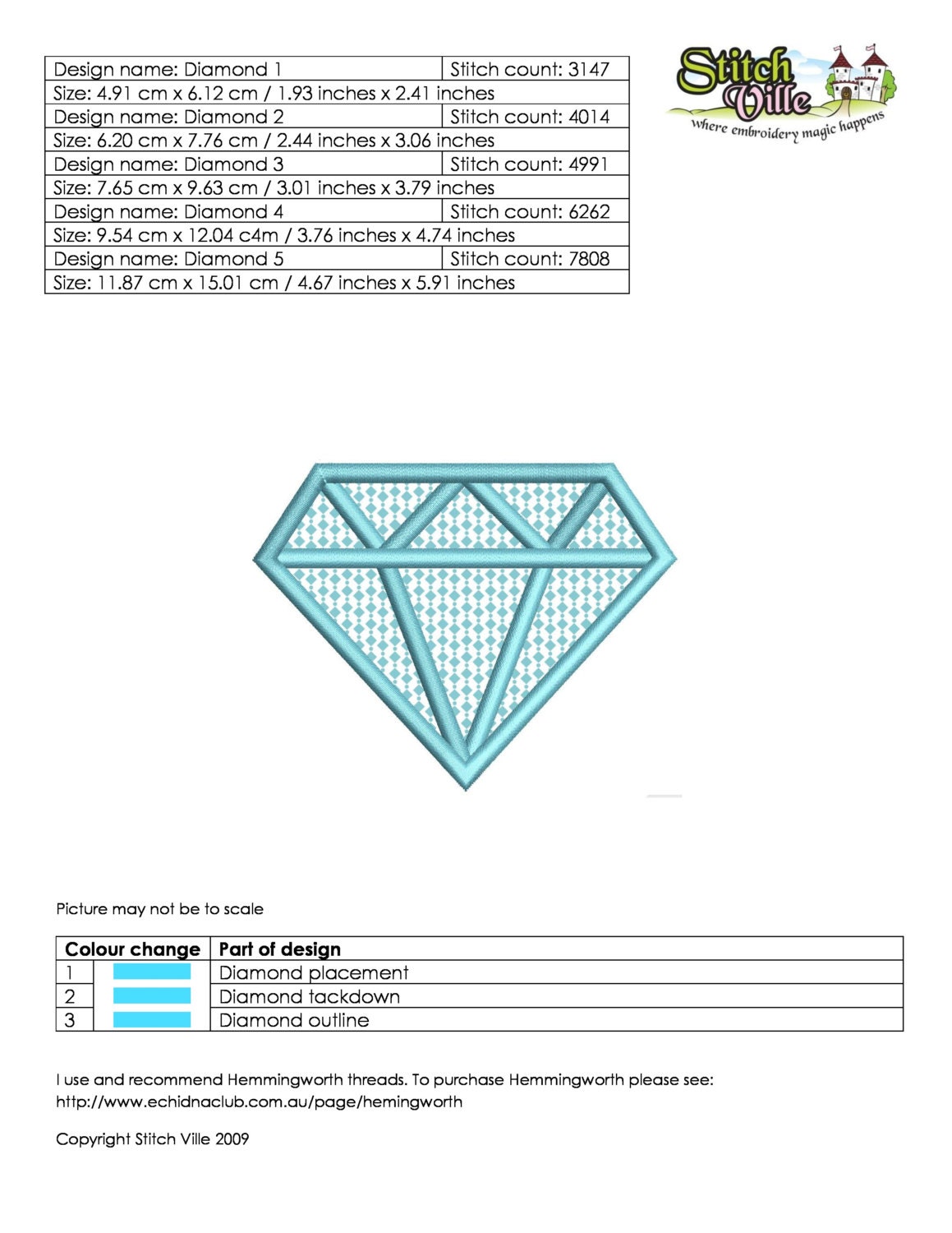 Diamond applique embroidery design. On trend geometric diamond