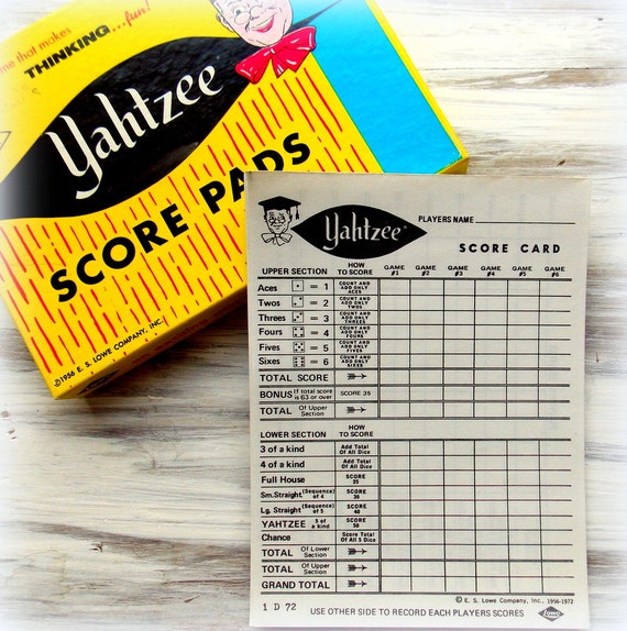 vintage yahtzee score card sheets 5 sheets daily planner