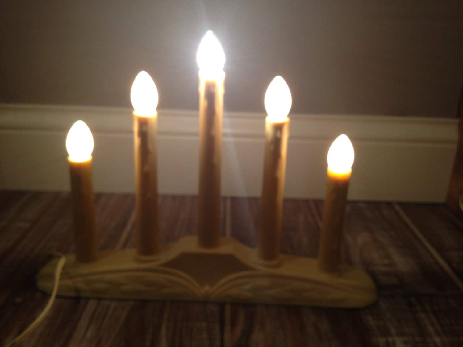 vintage electric candle lights plastic cream yellow by vintage electric candle lights plastic cream yellow by