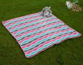 Crochet pattern, crochet ripple blanket pattern, crochet afghan pattern, baby blanket pattern, crochet stripe pattern okay to