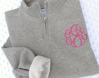 SALE Monogrammed 1/4 Zip Sweatshirt.. Quarter Zip... Pullover