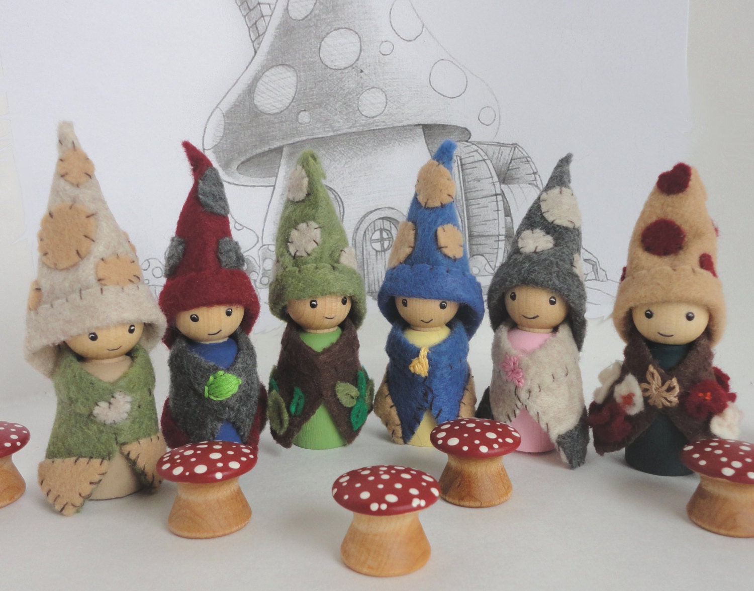 Waldorf Gnomes nature table Woodland folk waldorf toy