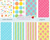 Easter Elements Cute Digital Papers - Commercial Use OK - Easter Patterns, Easter Backgrounds, Easter Papers Il_170x135
