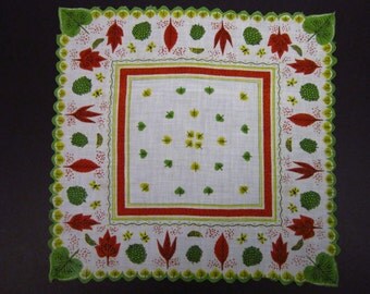 Vintage Handkerchief Autumn Leaf Design (vh168)