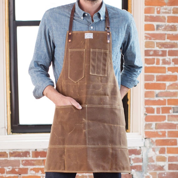 Rust Waxed Canvas &amp; Brown Leather Artisan Apron by ArtifactBags