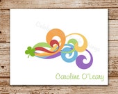 Set of 8 Irish Note Cards, Notecards | Personalized Stationery | Shamrock, Clover, Rainbow Scroll | St. Patrick's Day Cards Il_170x135