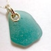 Large Aquamarine seaglass SS grommets necklace