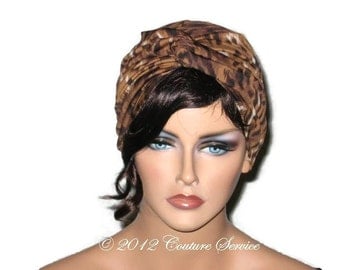 Brown Turban, Women's Handmade Fashion, Animal Print Twist