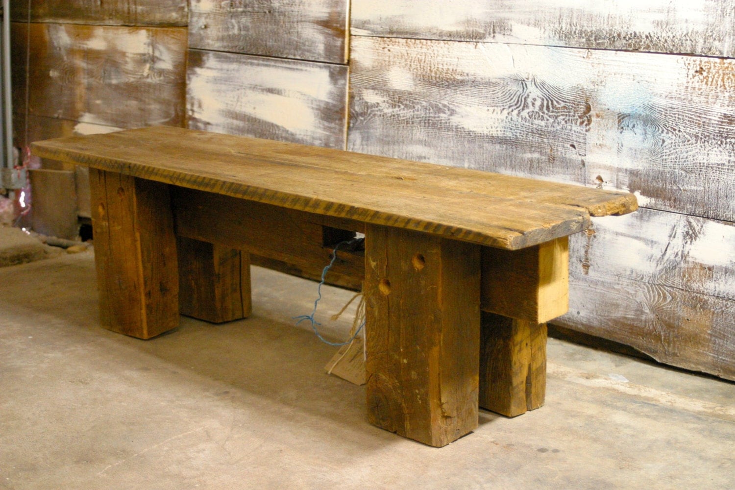 antique barn beam bench made with oldfashioned tools