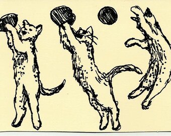 Aceo ORIGINAL pen drawing Cat Art-ATC-Cat Aceo #3
