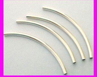 40mm x 2mm solid sterling silver liquid arch curved elbow moon shape tube spacer S240