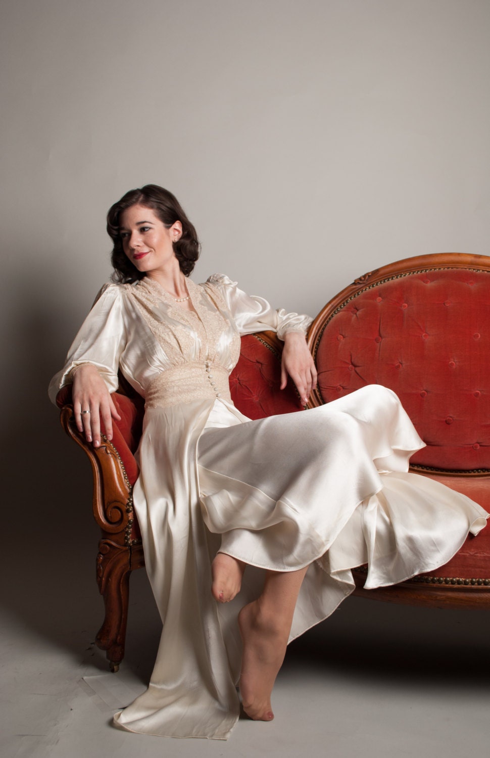 Vintage 1940s Bridal Lingerie 40s Silk Nightgown Moonlight 6061