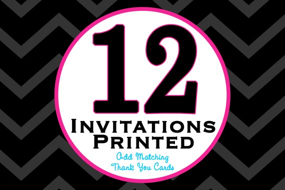 12 PRINTED INVITATIONS - Includes Envelopes - Card Stock Prints by Cutie Patootie Creations - Ships in 1-2 Business Days Il_570xn