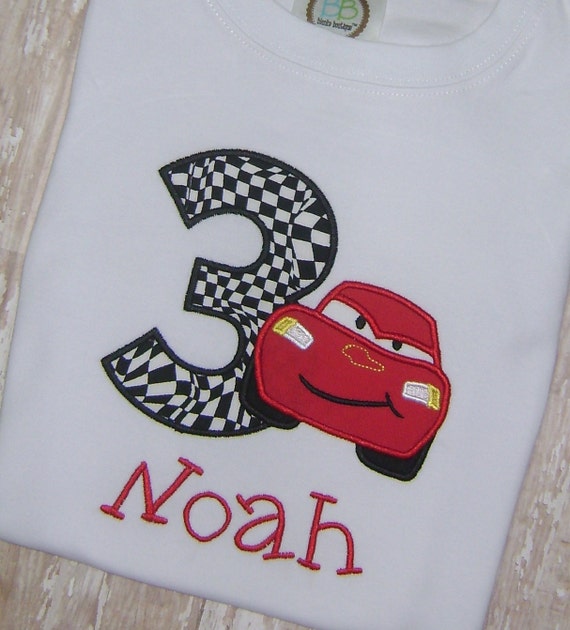 Cars Lightning McQueen Birthday Shirt Embroidery by momof5hs63