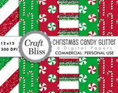 50% Off Sale CU Digital Paper Pack Christmas Candy Glitter Papers Commercial Use Glitter Paper Christmas Paper Candy Cane Digital Papers Il_170x135