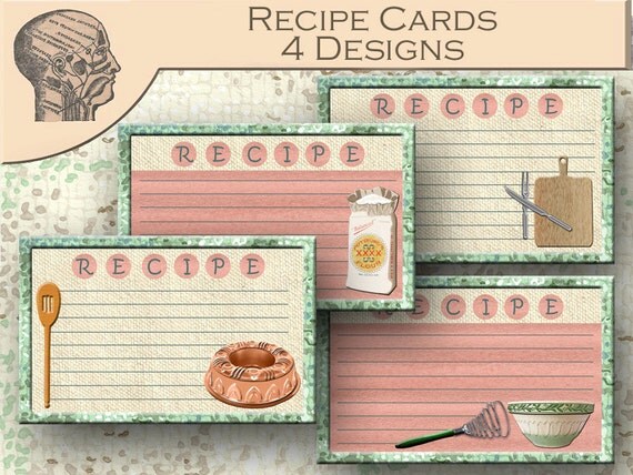 Items Similar To Printable Recipe Cards Kitchen Utensils Print At Home 